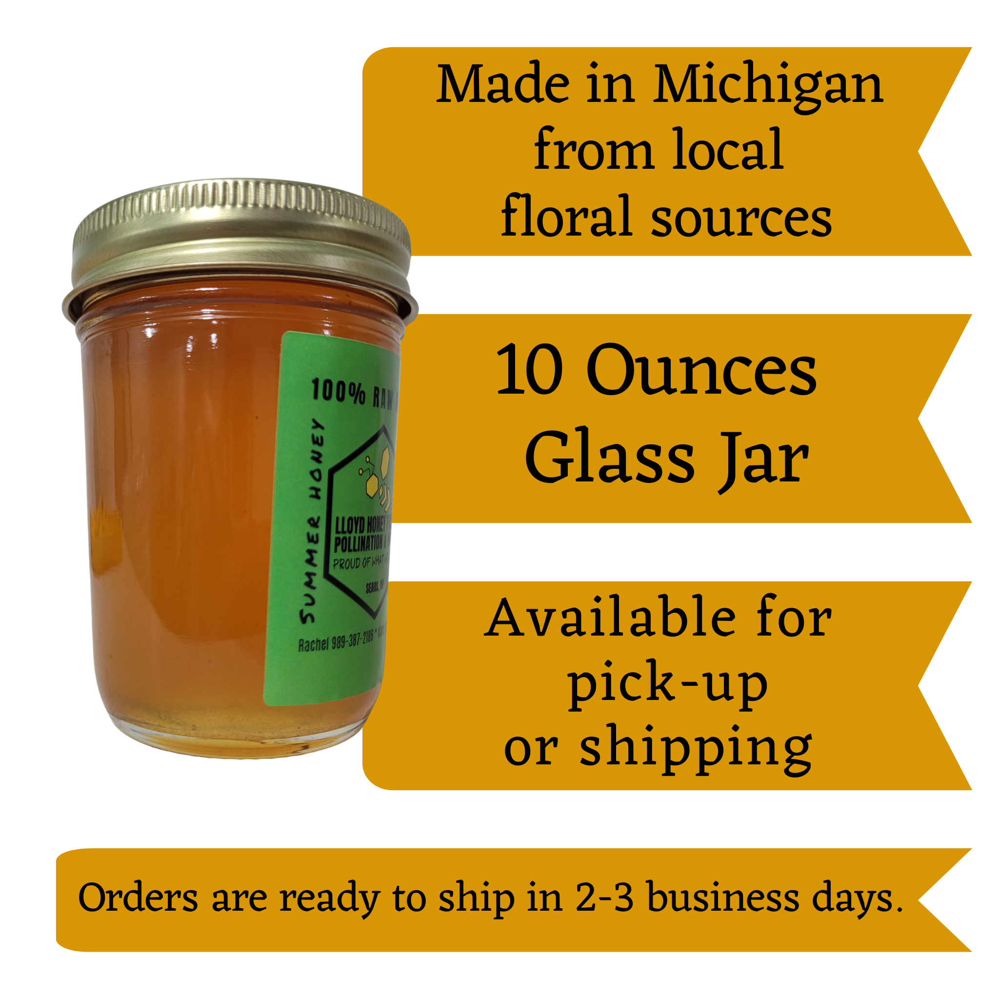 1/2 Pint Jar Raw Summer Honey